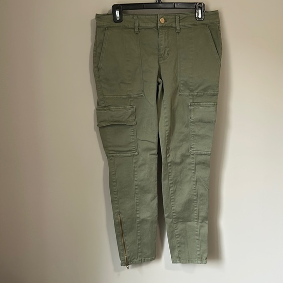 White House Black Market Cargo Skimmer Jeans Olive Green Sz 6 - Picture 5 of 14